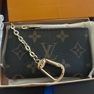 New in box monogram style keychain pouch